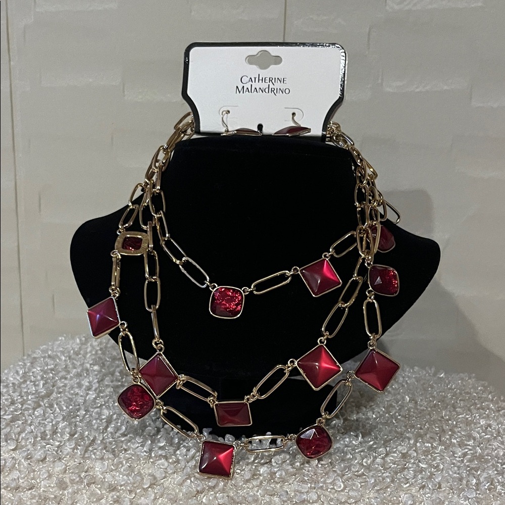 #0162. Catherine Malandrino Ruby and Gold Necklace